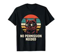 No Permission Needed Retro Sunglasses Cat Sunset T-Shirt