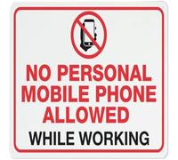 No Personal Mobile Phone Allowed While Working Sign 12X12 Rust Free Aluminum Signs Outdoor Metal Signs For Home Farm Yard, Business