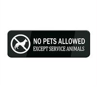No Pets Allowed Except Service Animals Sign Stickers, 10X3 Inch Acrylic Plaque With Strong Adhesives For Door Office Business Outdoor, White Letters On Black Background