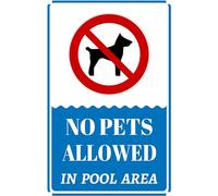 No Pets Allowed In Pool Area Sign - 5.5X8 Inch Funny Dog Warning Metal Sign - Swimming Pool, Backyard, Indoor/Outdoor Use