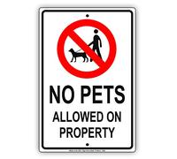No Pets Allowed On Property Aluminum Metal Sign Animals Dogs Premises Cats 8"x12" Home Decor Holiday Wall Art