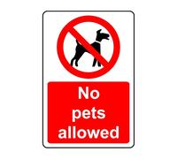 No pets allowed safety sign - 1mm Plastic sign - 200mm x 150mm