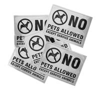 No Pets Allowed Warning Sticker Self Adhesive 5pcs Brushed Silver