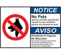 No Pets Service Animals Allowed - Bilingual Warning Metal Sign Vintage Wall Decor Home Farm Bar Coffee Shop Club Decoration 16x12 Inch Farmhouse Residence Bar Pub Club Gym Garden Shop Cafe Garage