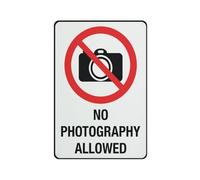 No Photography Allowed Sign 12 X 8 Inches Aluminum Metal Warning Signage With Symbol For Indoor Outdoor Use