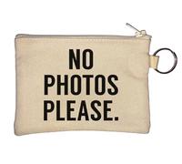 No Photos Please Key Chain Coin Purse Beige