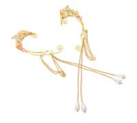 No Piercing Ear Cuff Golden Alloy Fairy Earring for Women | Vintage Renaissance Style, Flexible Secure Fit, Bridal Wedding and Busy Morning Routines, One Pair
