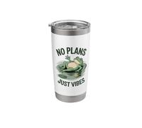 No Plans Just Vibes Funny Chill Frog Aesthetic Stainless Steel Insulated Tumbler