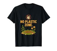 No Plastic Zone Eco Sustainability Graphic Design T-Shirt