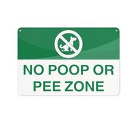 No Poop Pee Zone Aluminum Metal Sign 4 Holes, Stop Dogs from Pooping and Peeing On Yard Lawn Garden
