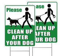 No Pooping Dog Signs For Yard, Warning Sign Please Clean Up After Your Dogs, 8"X12" Rust-Free Wall Hanging Yard Sign For Outdoor, Smile You're On Camera Pick Up Dog Poop Signs (Green-2PCS)