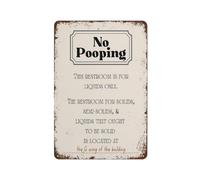 No Pooping Poster Sign Wall Art,Funny Decor Office Work Coworker Bathroom Restroom Toilet Powder Room Potty Humor Retro Metal Tin Sign Vintage Aluminum Sign For Home Coffee Wall Decor 12x8 Inch