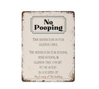 No Pooping Poster Sign Wall Art Funny Decor Office Work Coworker Bathroom Restroom Toilet Powder Room Potty Humor Retro Metal Tin Sign Vintage Aluminum Sign For Home Coffee Wall Decor 12x16 Inch