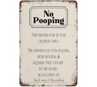 No Pooping Poster Sign Wall Art,Funny Decor Office Work Coworker Bathroom Restroom Toilet Powder Room Potty Humor Retro Metal Tin Vintage Aluminum For Home Coffee 6x8 Inch