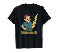 No Power No Progress Funny Electrician Work T-Shirt
