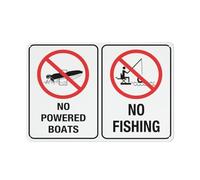 No Powered Boats - No Fishing Sign 12 X 8 Inches Aluminum Sign - Uv Protected, Waterproof, Weatherproof And Fade Resistant - 4Pre-Drilled Holes