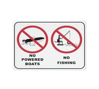 No Powered Boats No Fishing Sign Sign, 8 X 12 Grade Reflective Sheeting Rust Free Aluminum, Weather Resistant, Waterproof, Easy To Mount