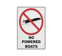 No Powered Boats Sign 12 X 8 Inches Aluminum Sign Reflective - Uv Protected, Waterproof, Weatherproof And Fade Resistant - 4Pre-Drilled Holes