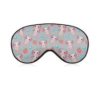 No Pressure Breathable Travel Eye Cover Hearts Bubbles Cute Axolotls Gray Soft Blindfold Night Eye Shade Comfortable Eyeshade