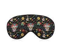 No Pressure Breathable Travel Eye Cover Mexican Sugar Skull Skeleton Floral Soft Blindfold Night Eye Shade Comfortable Eyeshade