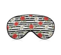 No Pressure Eye Cover Black White Stripes Red Rose Flowers Soft Blindfold Night Eye Shade Comfortable Sleep Masks Breathable Eyeshade