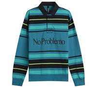 No Problemo Men's Striped Rugby Shirt Aqua