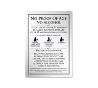 No Proof of Age No Alcohol Sign A4 Silver Pub Bar Restaurant Licensing Notice Under Age