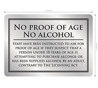 No Proof of Age No Alcohol Sign Pub Bar Restaurant Licensing Notice Silver