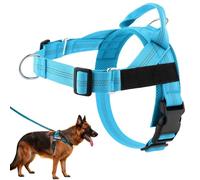 No Pull Adjustable Dog Harness Cordless Breathable Comfort Pet Walking Vest Harness with Secure Buckle Design, Ideal for Medium Large Dogs Daily Outdoor Walking Training (Blue, M)