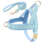 No Pull Adjustable Nylon Dog Harness Vest Personalised Dog Harness Leash Set For Medium And Large Dogs Labrador German Shepherd Dogs,Blue,L