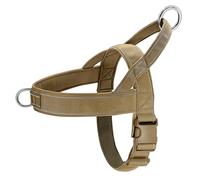 No-Pull Dog Harness Adjustable Reflective Nylon Vest Control | Soft breathable nylon mesh padded lining offers comfortable daily wear for active pets. Khaki S