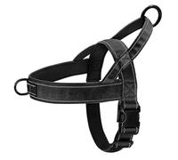 No-Pull Dog Harness Adjustable Reflective Vest for Medium Large Dogs | Breathable mesh fabric provides comfort while padded lining ensures safe control during walks. Black M