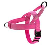 No-Pull Dog Harness Adjustable Reflective Vest for Medium Large Dogs | Breathable mesh fabric provides comfort while padded lining ensures safe control during walks. Pink M