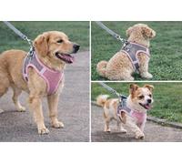 No Pull Dog Harness Extra Small- Adjustable Reflective Pet Vest with Front & Back Leash Clips, Soft Breathable Mesh, Easy Control Handle for Walking, Training & Outdoor Use (Pink, Extra Small)