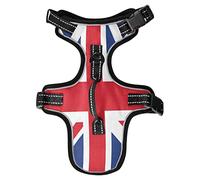 No Pull Dog Harness for Medium Dogs Adjustable Pet Vest Harness with Leash Reflective Front Clip Vest with Handle Easy Control for Small Medium Large Dogs Cats Outdoor Walking United Kingdom Flag
