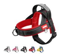 No Pull Dog Harness for Mudium Sized Dogs, Reflective Trim Escape Proof Quick Release Stop Pulling Padded Lightweight Nylon Dog Harness with Handle for Walking Training,(Black/Red, S)