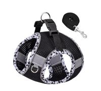 No-Pull Dog Harness for Small & Medium Dogs, Adjustable Step-in Puppy Harness with Leash for Walking, Running & Training, Black, S