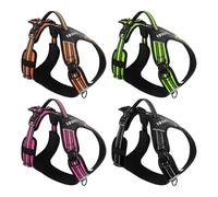 No Pull Dog Harness,Large dogs adjustable chest harness with all-round reflective design, Fit for small to xl Breeds Training, Walking(Green,XL)