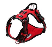 No Pull Dog Harness, Reflective Soft Breathable Mesh Oxford Harness for Dogs, 2 Metal Rings & 4 adjustable buckles Pet Vest Easy Control Handle for Training and Walking (Red, S)