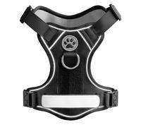 No Pull Dog Harness UK - Adjustable Soft Padded Pet Vest with 2 safety locks Leash Clips Dog Harnesses, Dog harness with handle | Reflective No-Choke Design & Easy Control Handle (Black, L)
