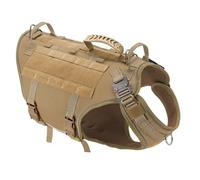 No Pull Military Tactical Adjustable Working Dog Hunting Camping Training Harness For Shepherd Labrador Golden Retriever,Khaki,M