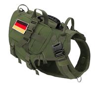 No Pull Military Tactical Dog Harness With Pouch Adjustable Nylon Service Dog Training Hiking Camping Hunting Harness For Medium To Large Dogs,E,L