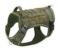 No Pull Military Tactical Nylon Dog Harness Outdoor Reflective Working Dog Training Harness For French Bulldog German Shepherd Labrador,Army Green,XL