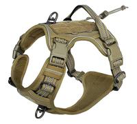 No Pull Military Tactical Working Dog Harness Outdoor Reflective Adjustable Breathable Dog Vest Harness For German Shepherd Labrador,Dark Khaki,XL