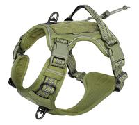 No Pull Military Tactical Working Dog Harness Outdoor Reflective Adjustable Breathable Dog Vest Harness For German Shepherd Labrador,green,XL