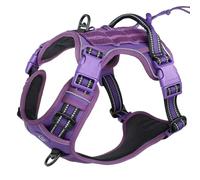 No Pull Military Tactical Working Dog Harness Outdoor Reflective Adjustable Breathable Dog Vest Harness For German Shepherd Labrador,PURPLE,XL