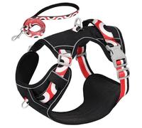 No Pull Nylon Dog Harness Vest Outdoor Reflective Dog Harness Leash Set With Control Handle Pet Harness Leash Set For Medium And Large Dogs Pitbull French Bulldog,black,L