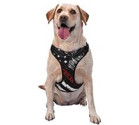 No-Pull Pet Harness with Leash Reflective and Adjustable Vintage Retro Veteran Proud red line American Flag Black Outdoor Pet Oxford Vest for Training, Walking