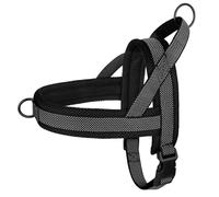 No Pull Reflective Tape Quick Control Handle Breathable Mesh Nylon Dog Harness Vest For Shiba Inu Labrador Bulldog,Black,M