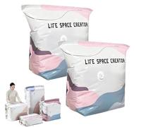 No-Pump 3D Vacuum Storage Bags,3-Sec Fast Compression, Press & seal, Roll-Up Compression, Vacuum Storage Bag, Reusable Vacuum Pack Bags for Clothes Duvet Travel and Home (2PC, M(70 * 50 * 32cm))